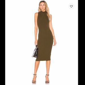 Getting Back To Square One Turtleneck Ribbed Dress in Olive Sz Small